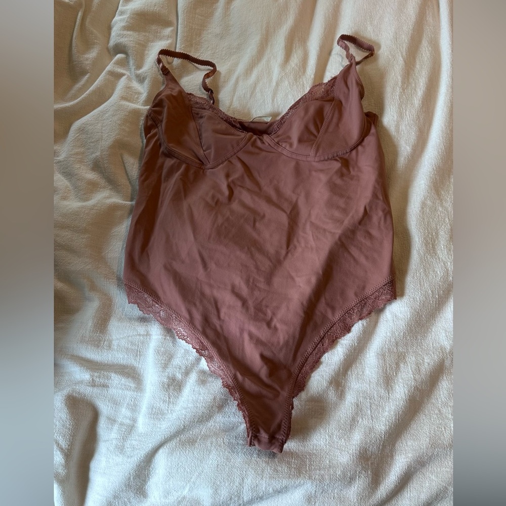 Free People Mauve Lace Trim Chemise